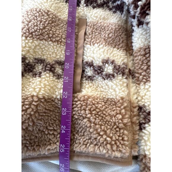 J.Crew Nordic Faux Sherpa Fleece Fair Isle Jacket in Cream & Tan - S - Picture 8 of 8